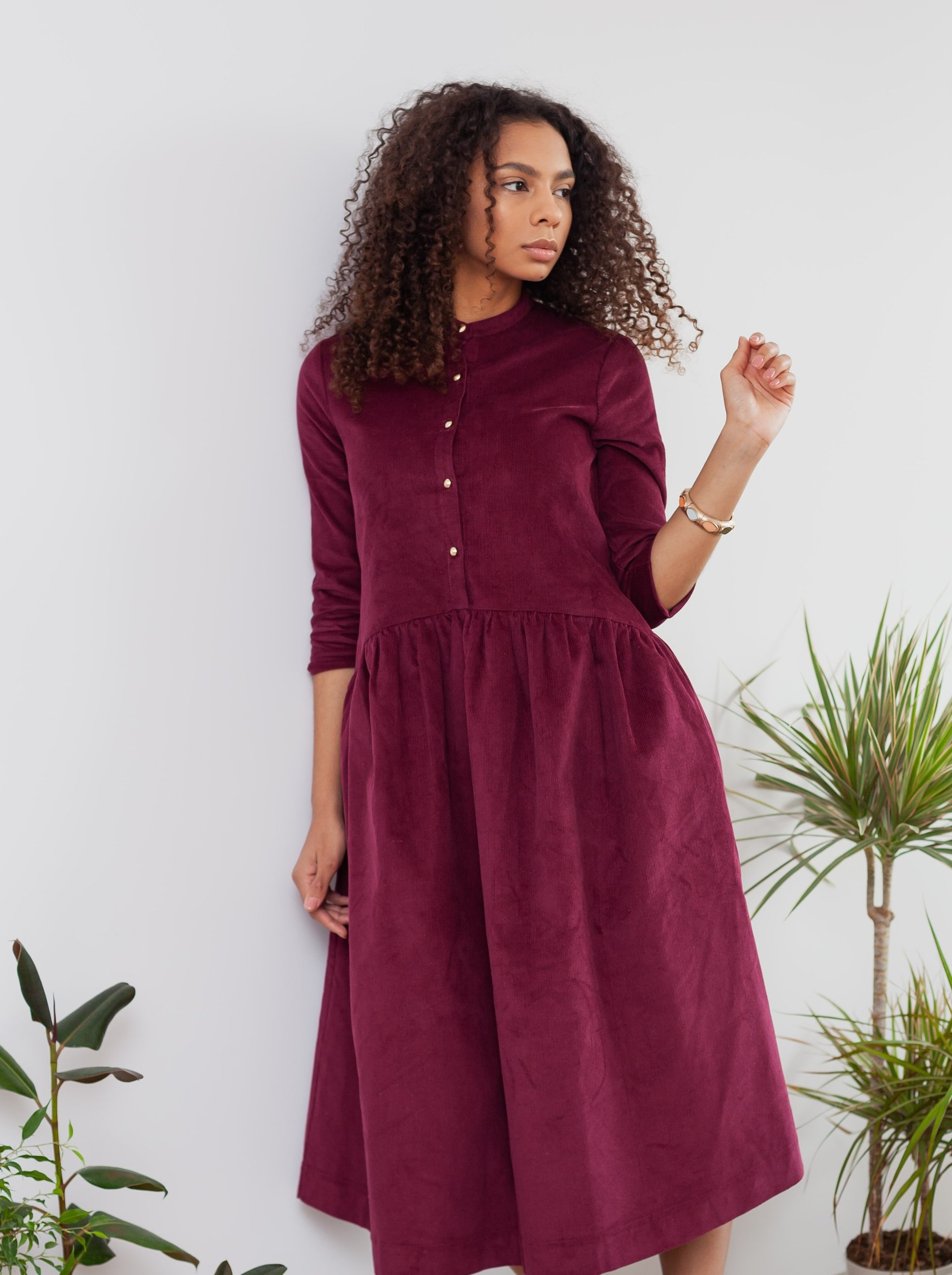 Lässiges Kleid in Bordeauxrot